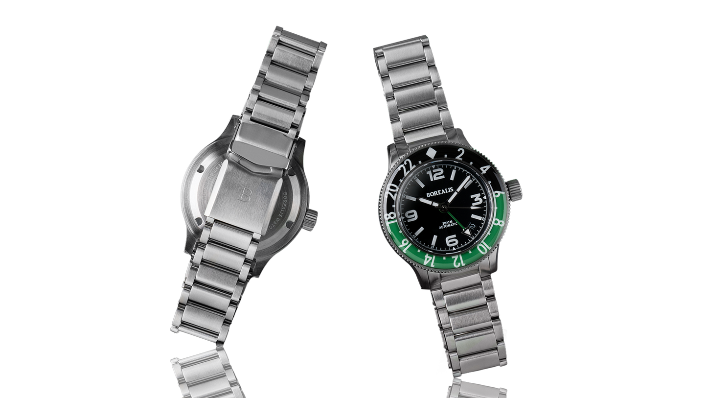 Borealis Sea Storm MK2 GMT Version BI Green Black Bezel - Date