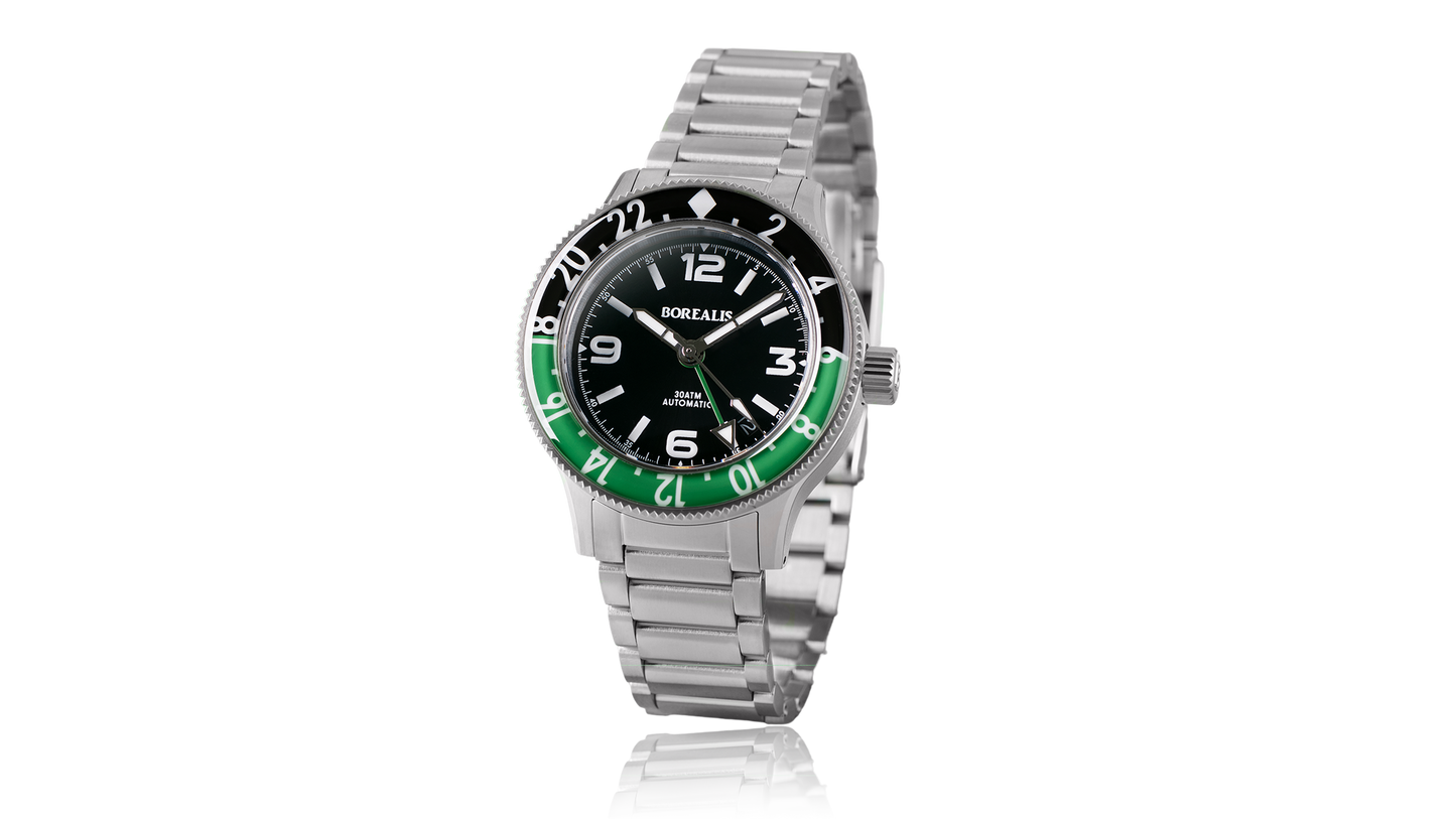 Borealis Sea Storm MK2 GMT Version BI Green Black Bezel - Date