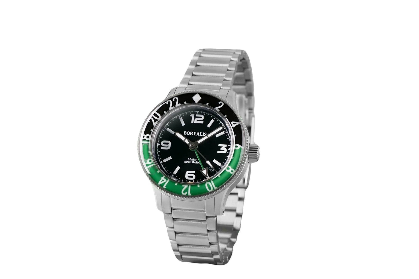 Borealis Sea Storm MK2 GMT Version BI Green Black Bezel - Date