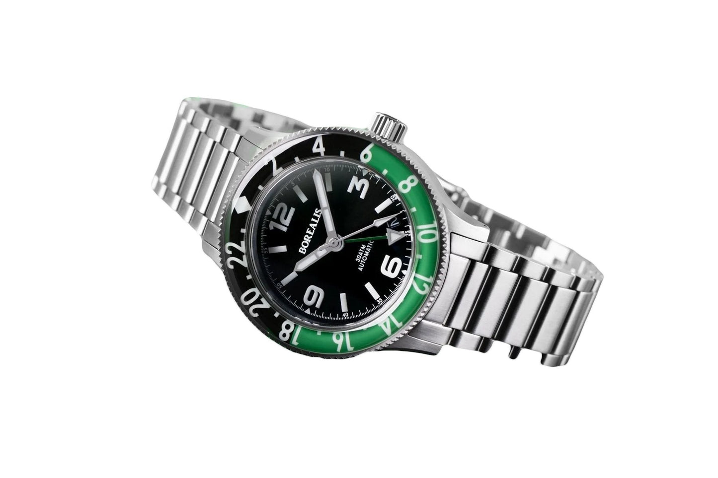 Borealis Sea Storm MK2 GMT Version BI Green Black Bezel - Date