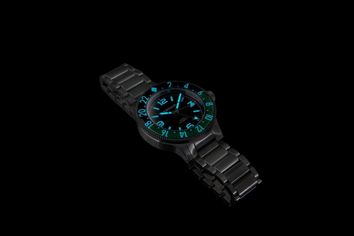 Borealis Sea Storm MK2 GMT Version BI Green Black Bezel - Date